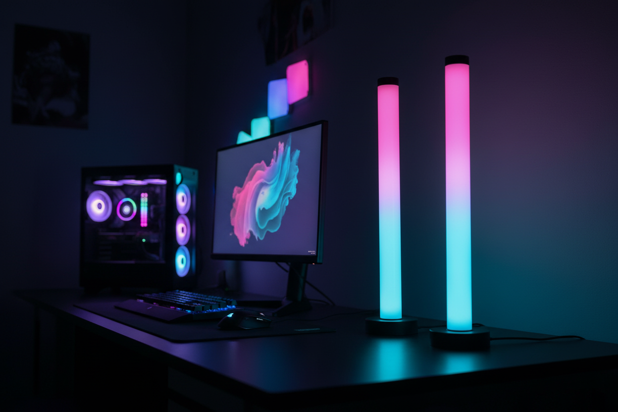 FluxGlow RGB Light Bars - Gaming Desk