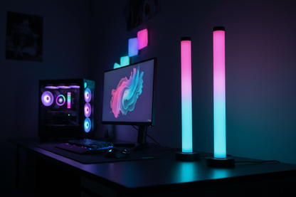 FluxGlow RGB Light Bars - Gaming Desk